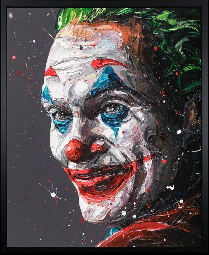 Arthur Joker Framed Signed Limited Edition Print on Canvas by Artist Paul Oz