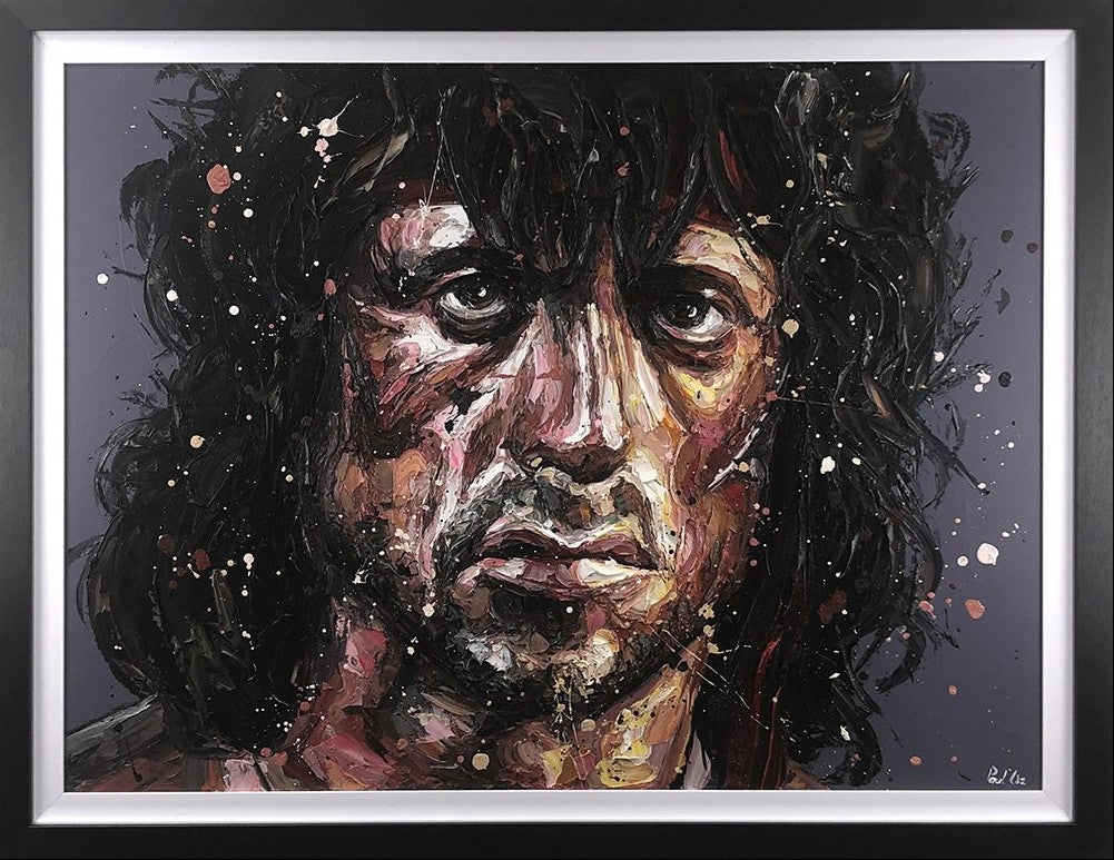 First Blood Framed Original Mixed Media Oil Painting on Board by Artist Paul Oz