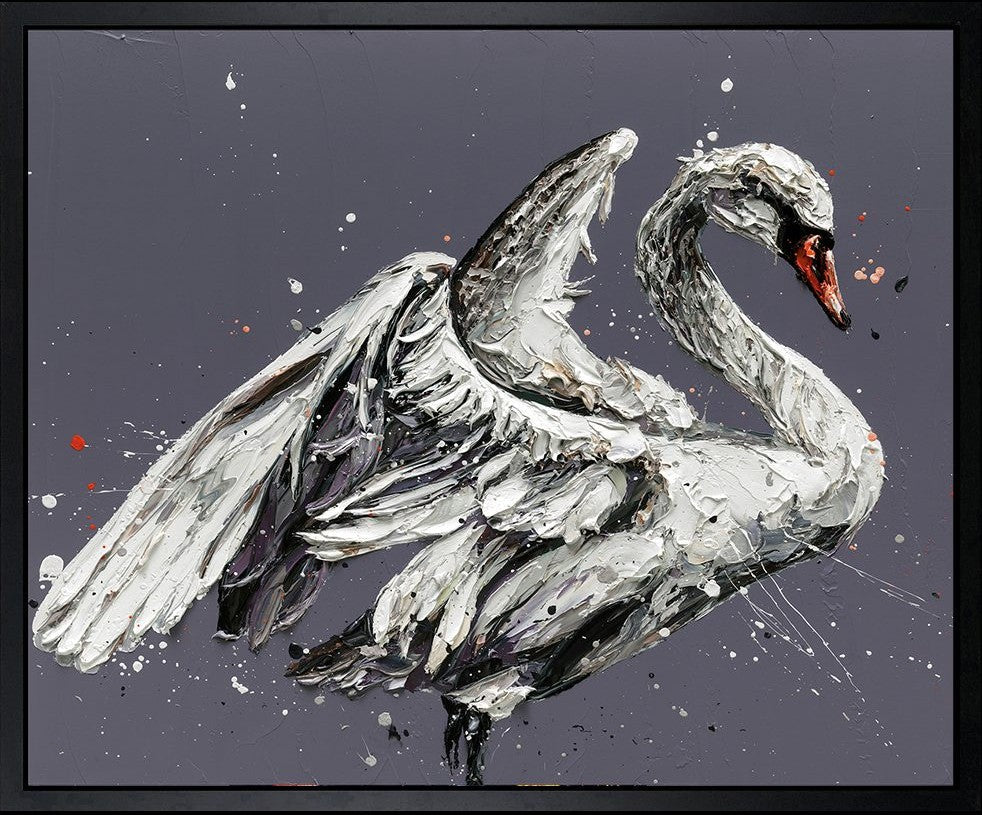 John The Swan Framed Signed Limited Edition Print on Canvas by Artist Paul Oz