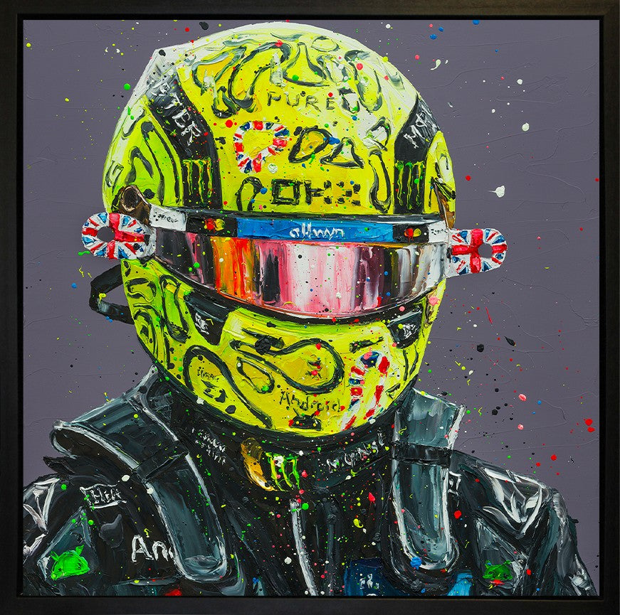 Lando Silverstone '25 Signed Framed Limited Edition Print on Canvas Hand Embellished by Artist Paul Oz