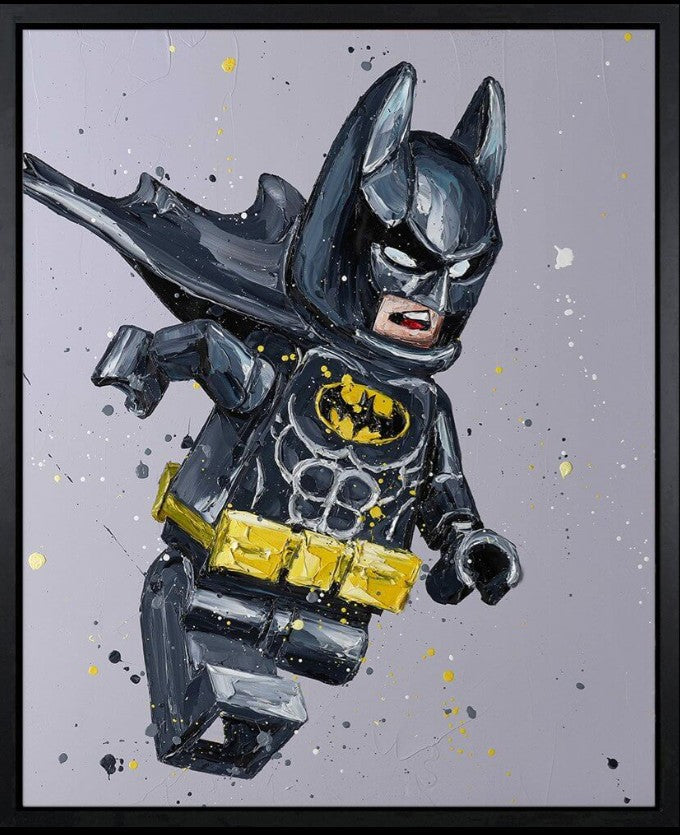 Lego Batman Framed Signed Limited Edition Print on Canvas by Artist Paul Oz