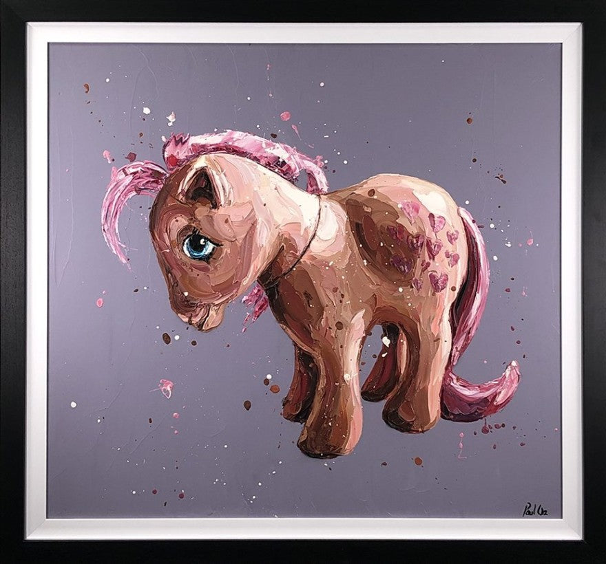 Peaches Framed Original Mixed Media Oil Painting on Board by Artist Paul Oz