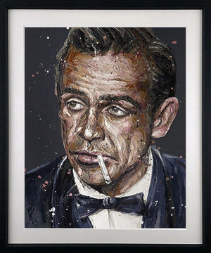 Sean Connery Framed Signed Limited Edition Print on Paper by Artist Paul Oz