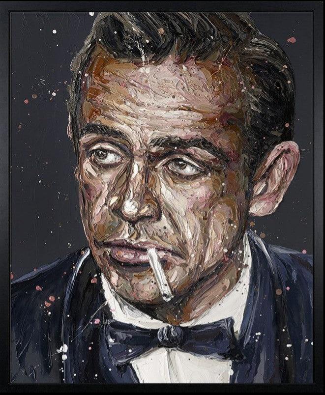 Sean Connery Framed Signed Limited Edition Print on Canvas by Artist Paul Oz