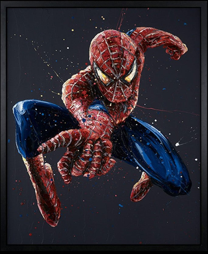Spiderman 14 Framed Signed Limited Edition Print on Canvas by Artist Paul Oz