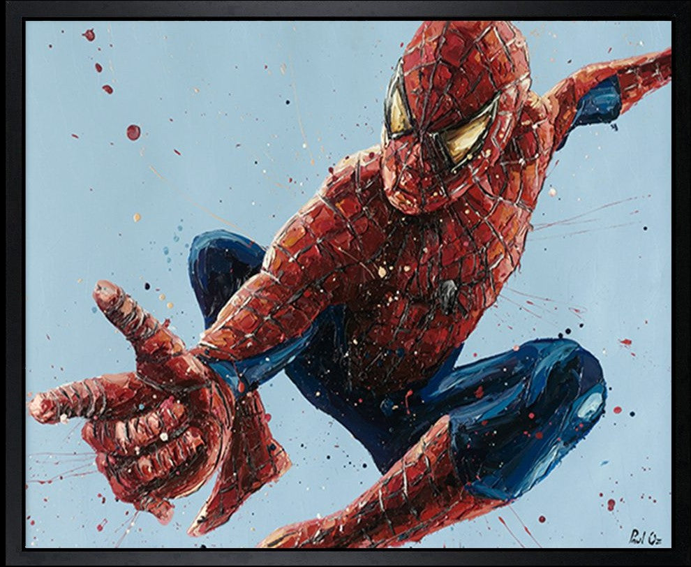Spiderman 2 Framed Signed Limited Edition Print on Canvas by Artist Paul Oz